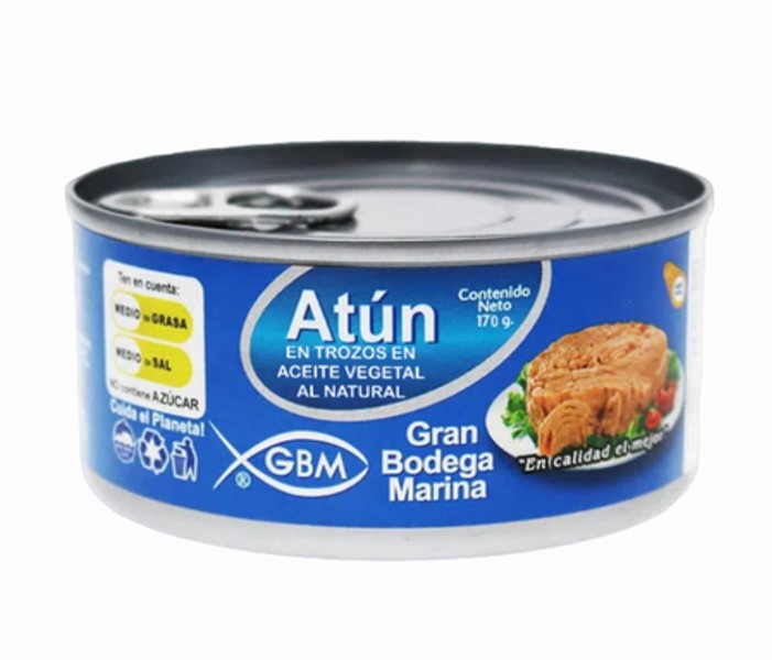  Atún en trozos en aceite vegetal GBM (170 g / 6 oz)